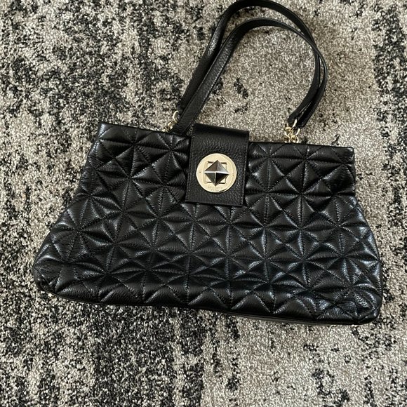 KATE SPADE WHITAKER PLACE ELENA QUILTED BLACK LEATHER BAG - Picture 1 of 4